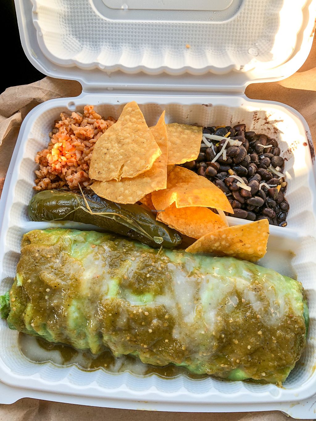 The green burrito — quietly a landmark of its own.